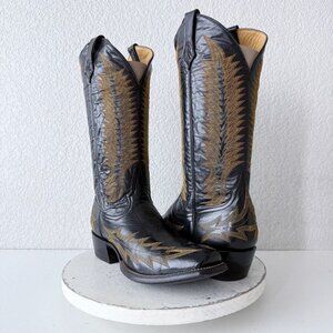Rod Patrick Mens Cowboy Boots 11B Black Calf Leather Western #4 Heel Blunt Toe